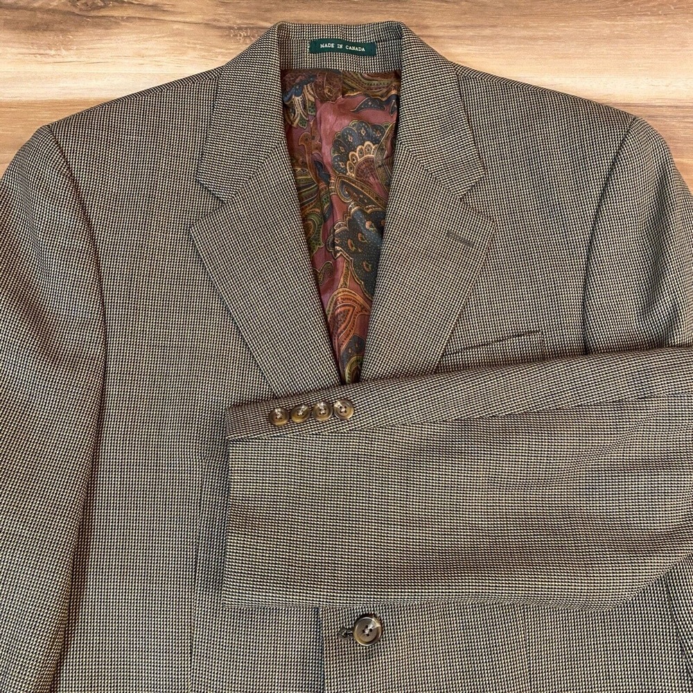 Lauren Ralph Lauren Blazer Mens 40R Wool Paisley lined 2 Button Green Brown